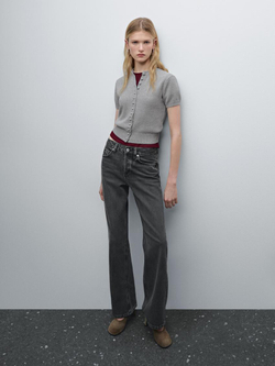 Massimo Dutti Кардиган из смесовой шерсти с обтяжными пуговицами, серый