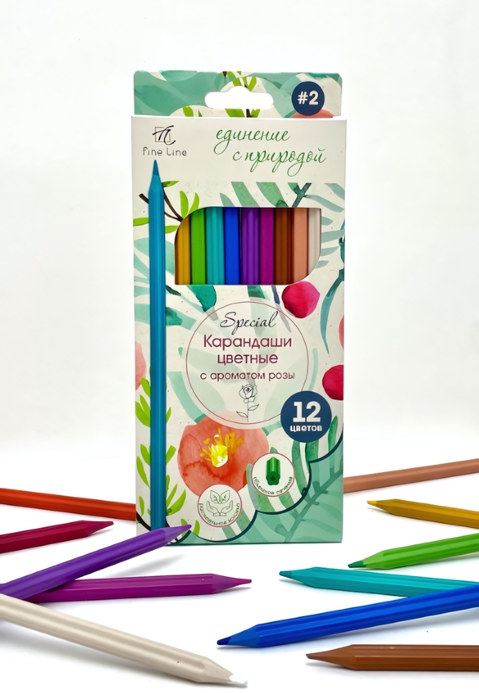 Карандаши 12цв. &quot;Fine Line Special&quot; с ароматом розы (ПОЛИНОМ)