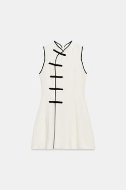ZARA КОРОТКОЕ ПЛАТЬЕ С НАВЕСНЫМИ ПЕТЛЯМИ, ЭКРЮ