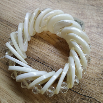 Браслет Кольцо, перламутр с цирконом, цвет белый