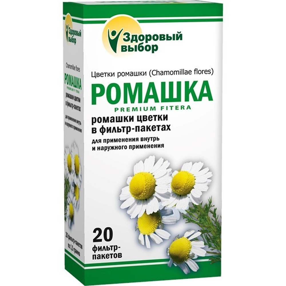 Здоровый выбор Ромашка, фиточай, 1.5 г × 20 фильтр-пакетов