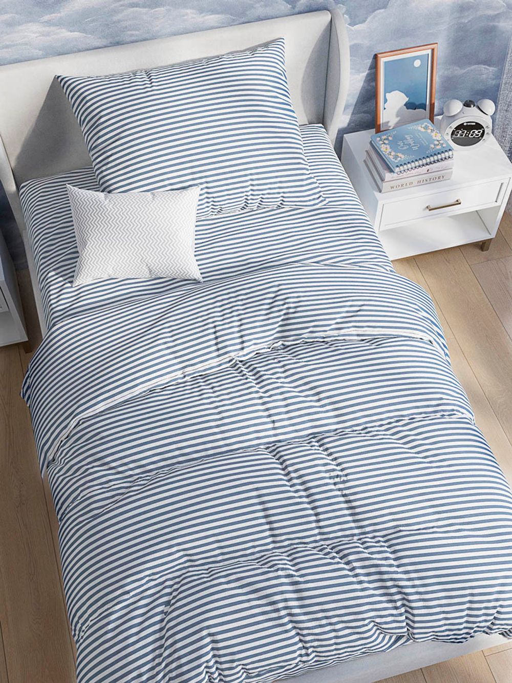 Постельное белье поплин Сказка "WANTED" 1,5-сп Наволочка 50х70 см 1 шт Простынь на резинке 90x200 см Пододеяльник 145x215 см