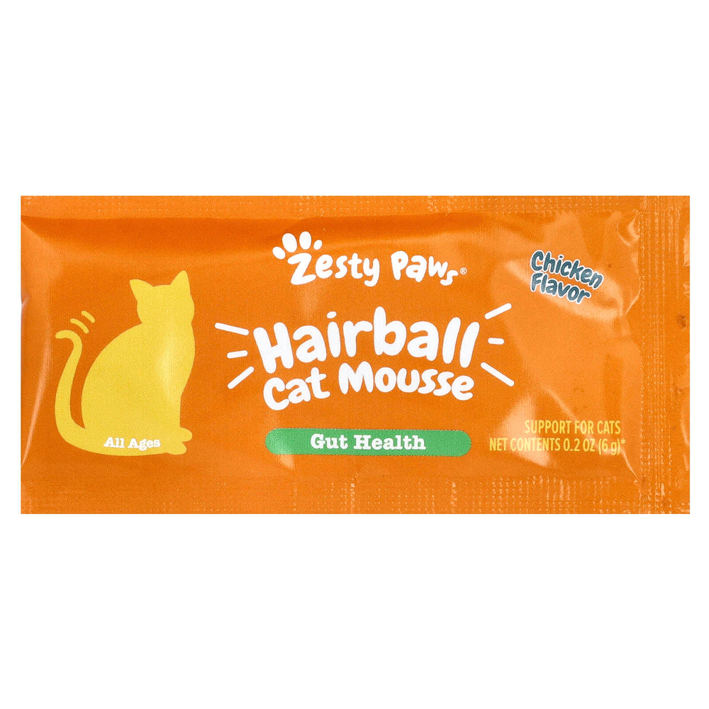 Zesty Paws, Мусс для кошек, для всех возрастов, с курицей, 14 пакетиков по 6 г (0,2 унции)