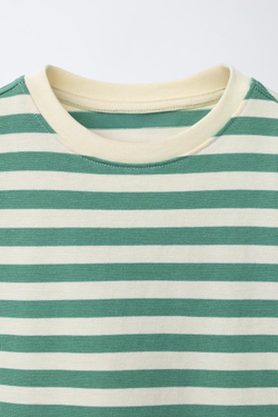 ZARA ФУТБОЛКА HEAVY WEIGHT В ПОЛОСКУ С НАДПИСЬЮ, ПОЛОСКИ