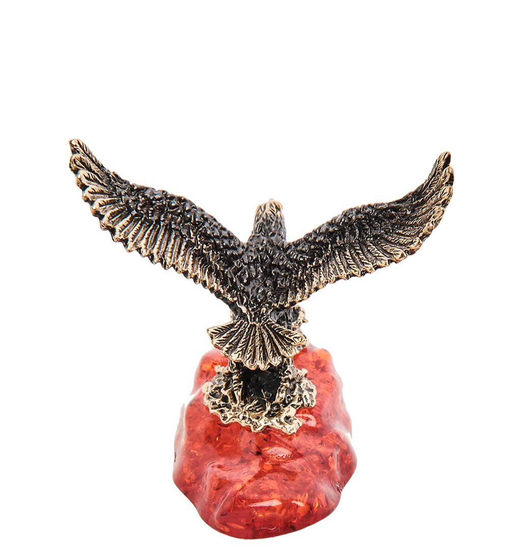 Народные промыслы AM- 684 Фигурка «Сокол на скале» (латунь, янтарь)