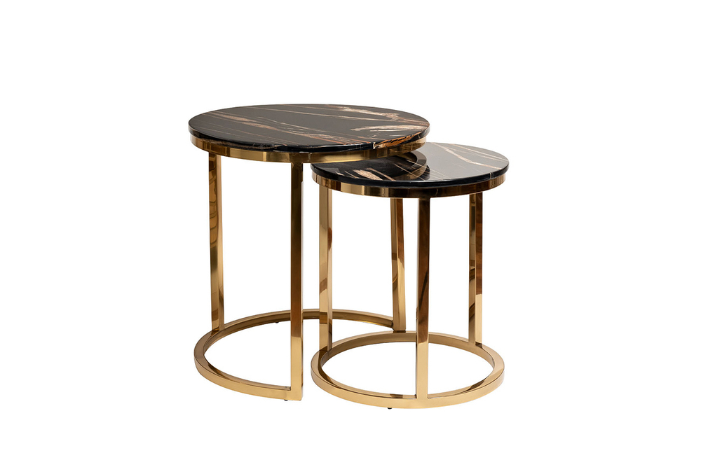 Набор журнальных столиков Garda Decor темный искусственный мрамор с золотом