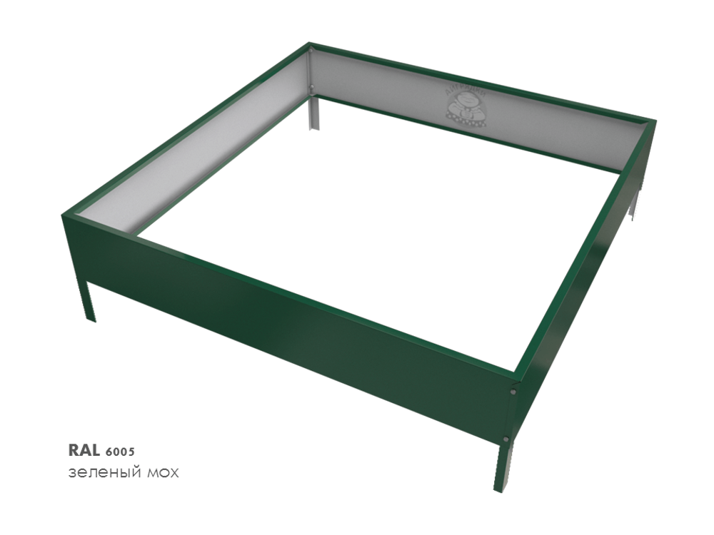 Клумба квадратная оцинкованная 1 ярус RAL 6005 Зеленый мох