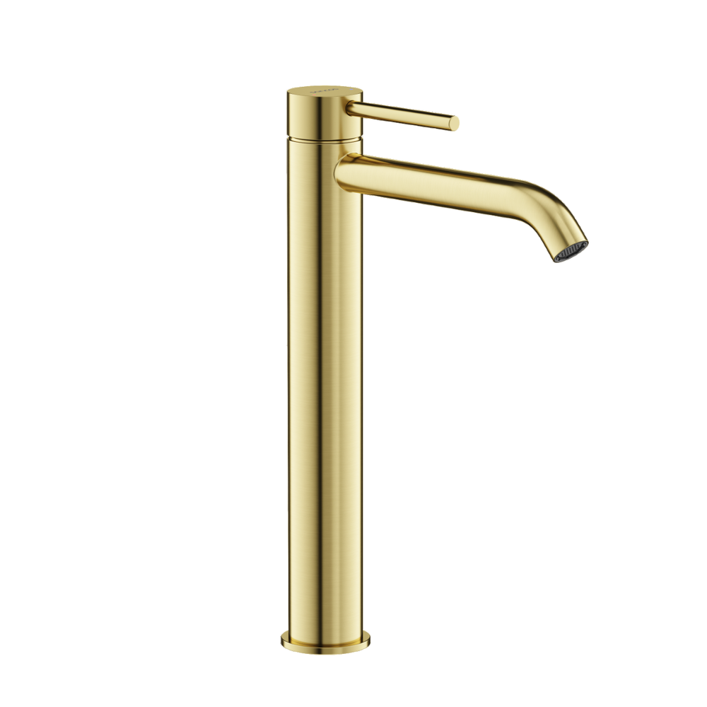 Смеситель для раковины высокий Sancos Etna, брашированное золото, PVD покрытие, арт. SC9002BG