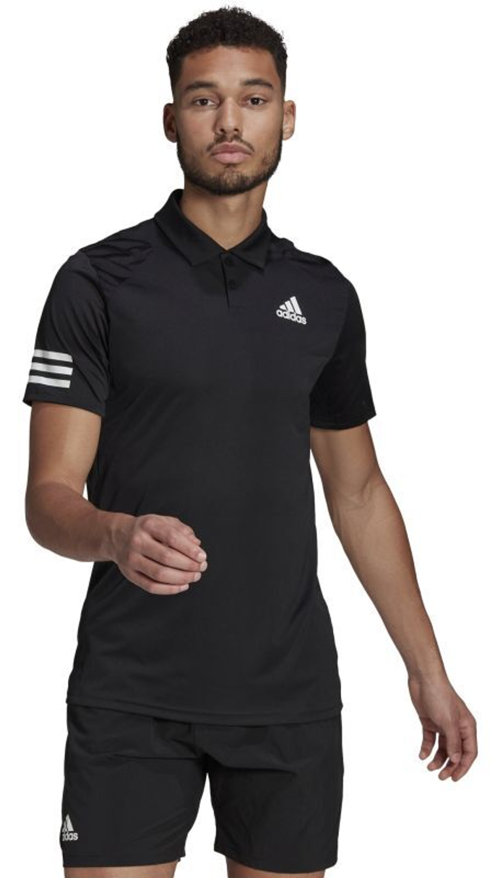 Мужское поло теннисное Adidas Club 3STR Polo - black/white