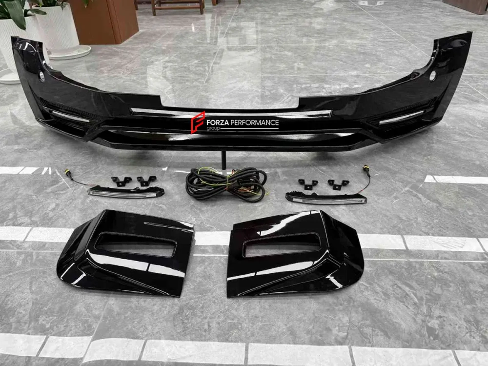 Губа переднего бампера со светодиодными ходовыми огнями для LAND ROVER DEFENDER L663 2019+ Лэнд Ровер Дефендер