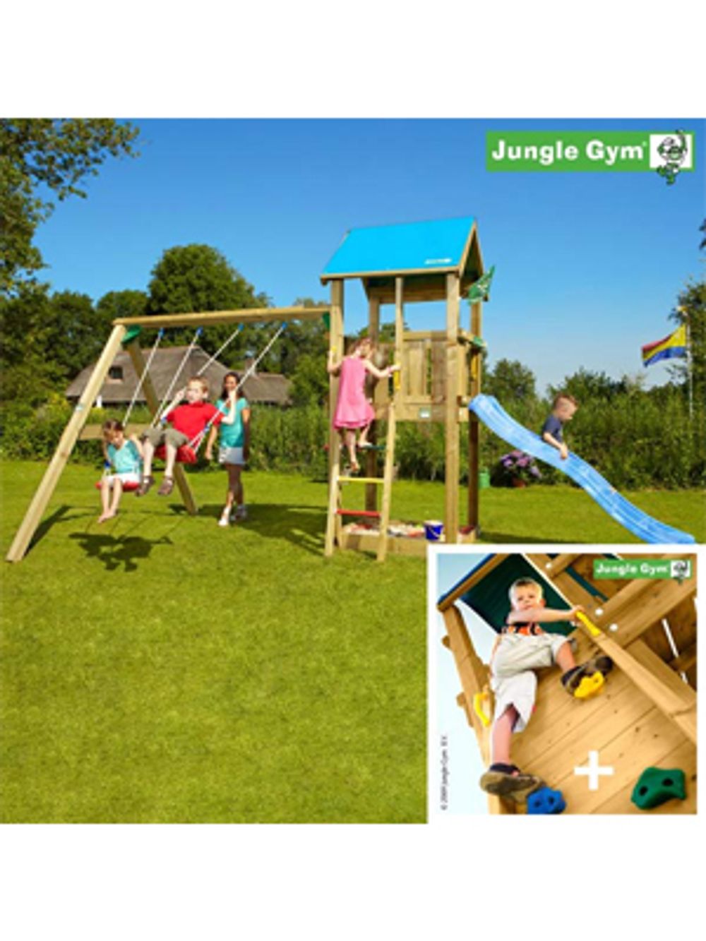 Детский городок Jungle Gym Castle + SwingModule Xtra + RockModule