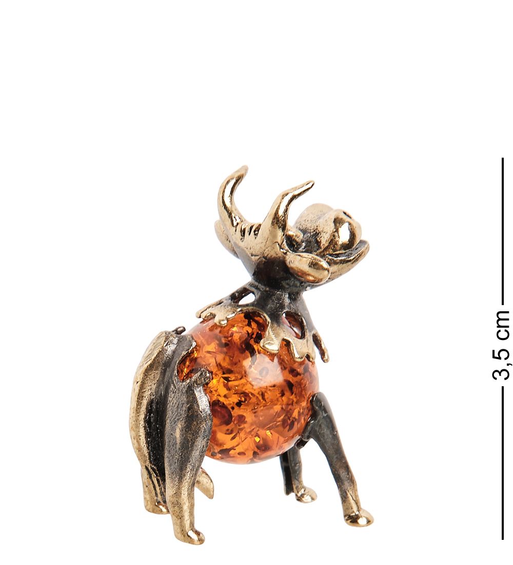 Народные промыслы AM- 232 Фигурка «Бык» (латунь, янтарь)