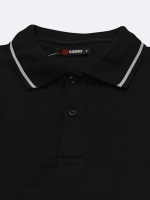 5246 Футболка-поло мужская супрем с лайкрой черный (56-3XL)