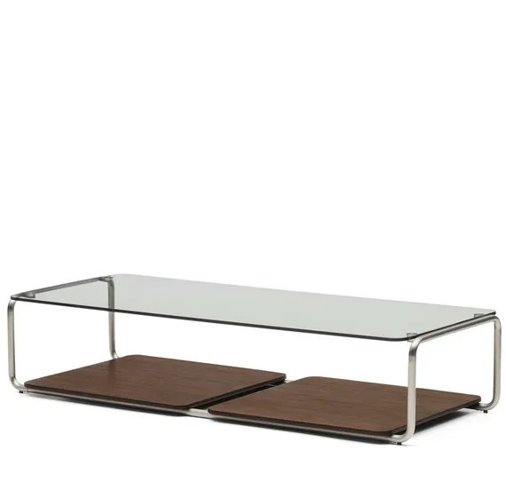 Журнальный столик Tarsel 140х60х30 см, орех, сталь, стекло