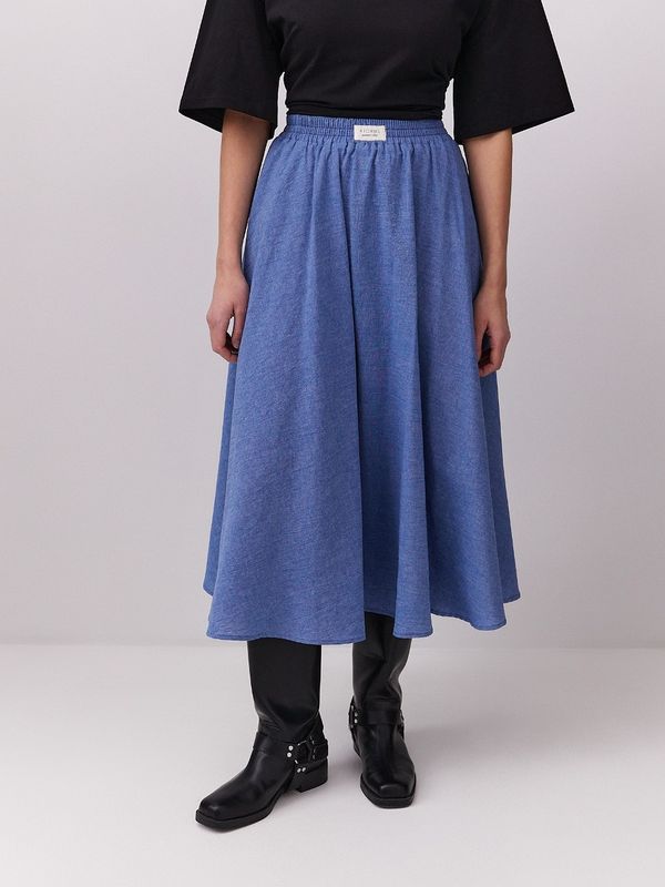 Юбка из вареного хлопка, синий