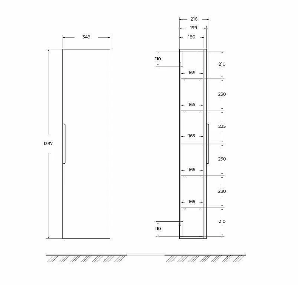 Колонна подвесная Cezares PREMIUM 55599 Plisse Grigio nuvola