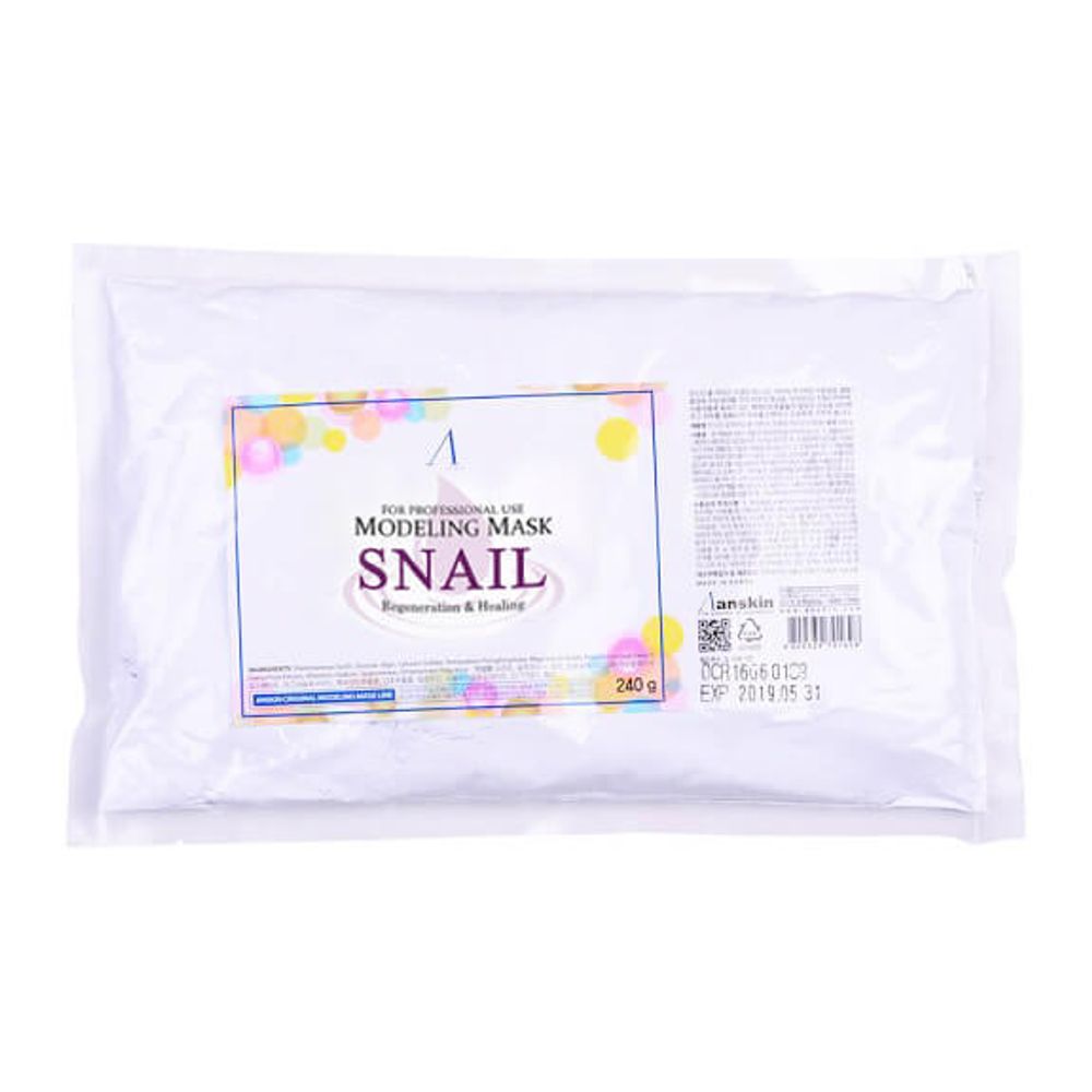 Anskin Snail Modeling Mask альгинатная маска с муцином улитки (пакет)