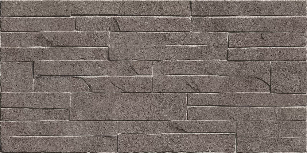 Настенная плитка Alma Ceramica TWU2550DCV24 Discover 24.9x50 коричневая глянцевая / рельефная под камень / под кирпич