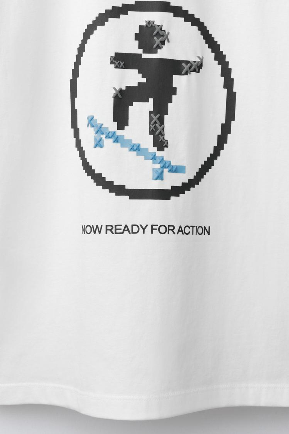 ZARA ФУТБОЛКА С ПРИНТОМ SKATE PIXEL, БЕЛЫЙ