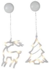 Светящееся украшение на присоске Олень и Елочка 19*16 см, 2 шт., 8 теплых LED ламп, Svetlitsa (809-12)