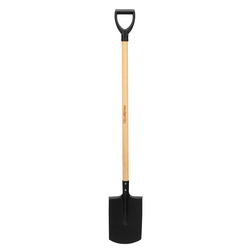 Лопата прямоугольная, 200х284х1340 мм, деревянный черенок с пропиткой, Россия Сибртех