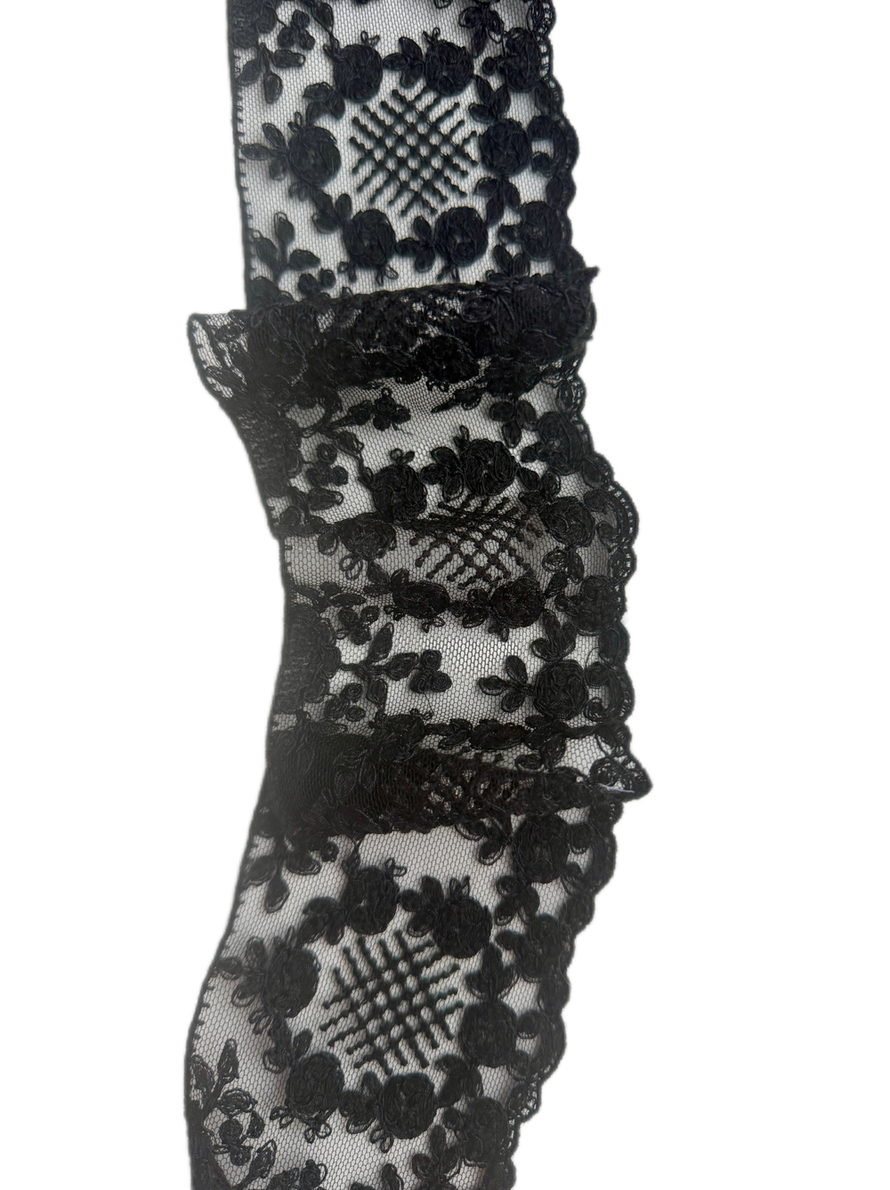 Кружево вышивка на сетке хлопок/шелк однотонное ш - 7,5см Франция 1м