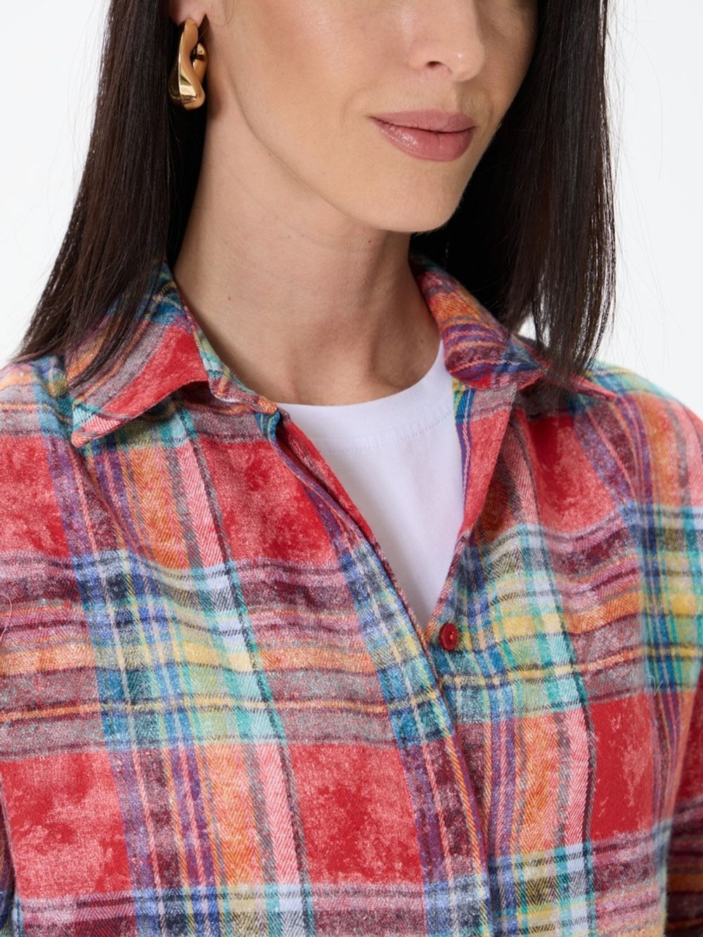 Рубашка Хельсинки удлиненная винтаж клетка