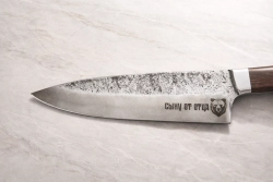 Кухонный шеф-нож "Сыну от отца" со следами ковки, сталь Х12МФ, рукоять венге