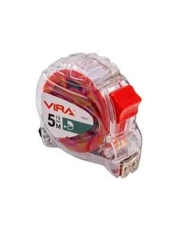Рулетка 5 м х 19 мм с магнитным зацепом прозрачная VIRA