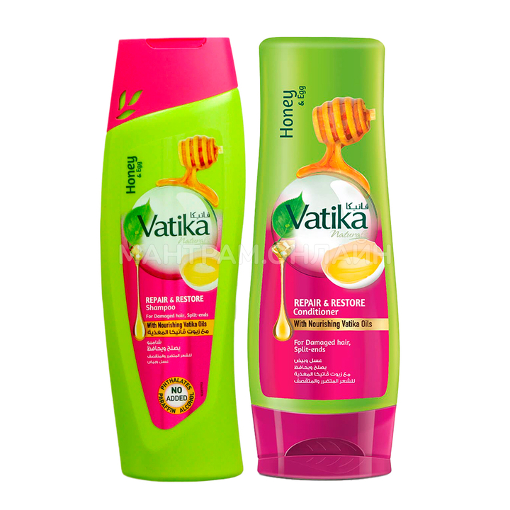 Шампунь Dabur Vatika Honey and Egg Repair and Restore Дабур Ватика Яйцо и Мёд Восстанавливающий для поврежденных, ломких и секущихся волос 200 мл.