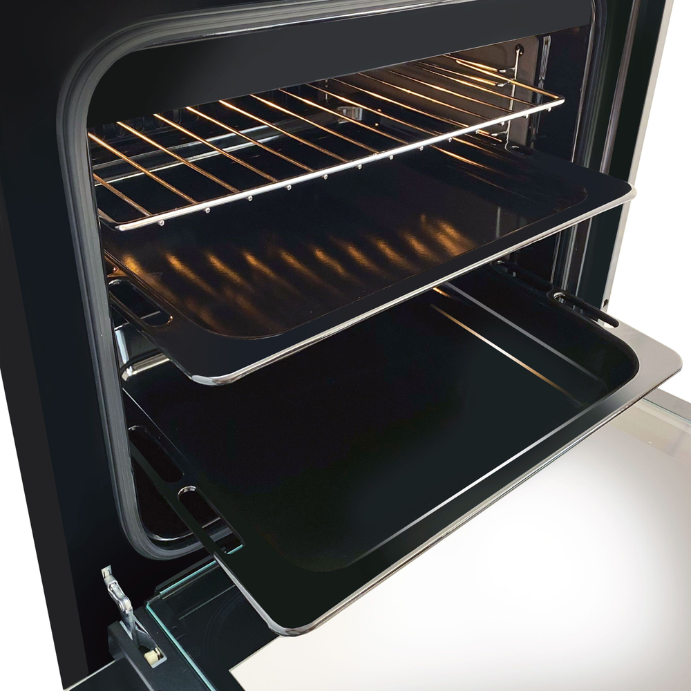 Электрический духовой шкаф встраиваемый GINZZU HOE-219 61л, 13 программ, серый с каталитической очисткой и дисплеем, конвекция, гриль