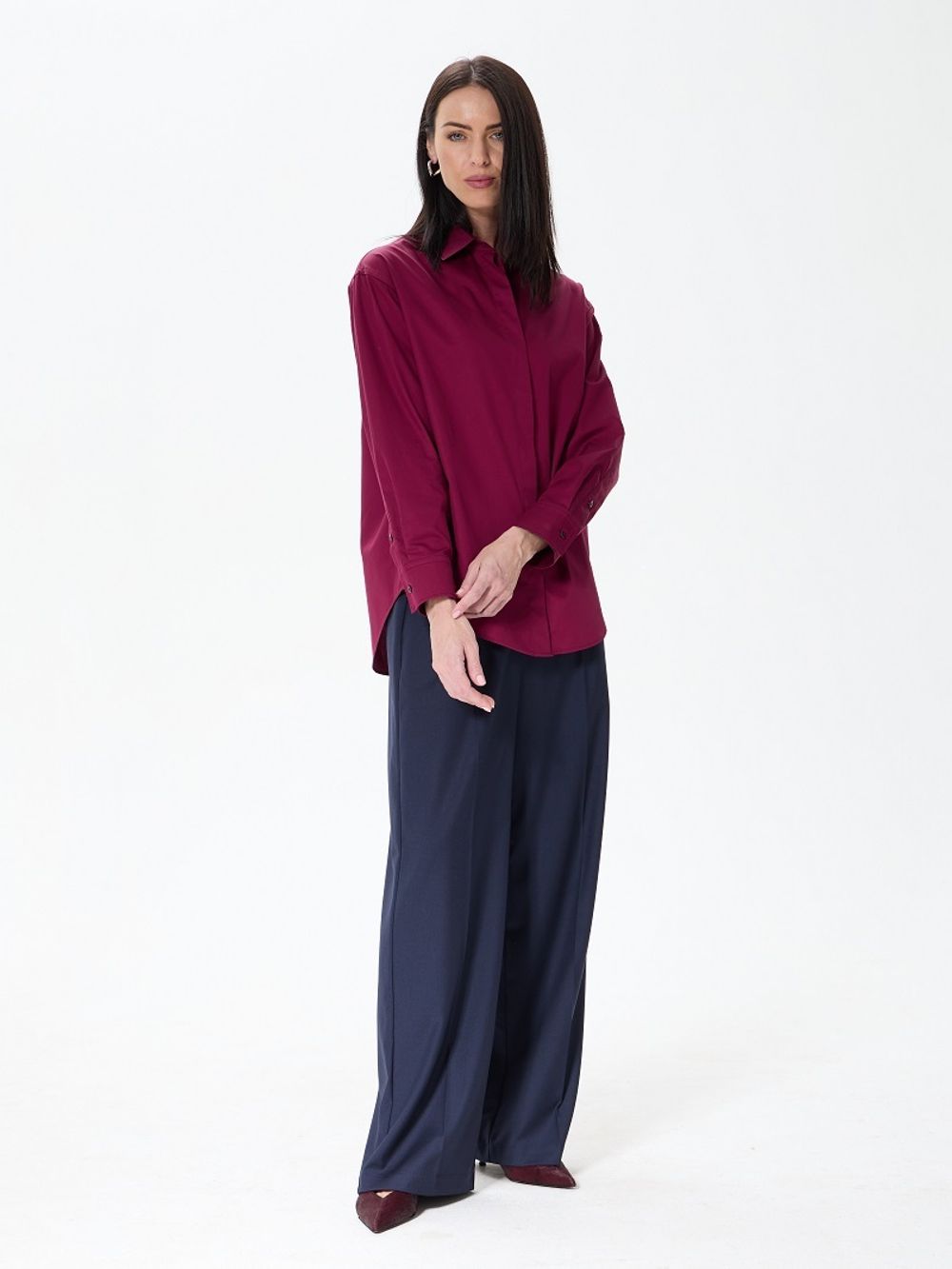 Рубашка Хельсинки бордовый хлопок