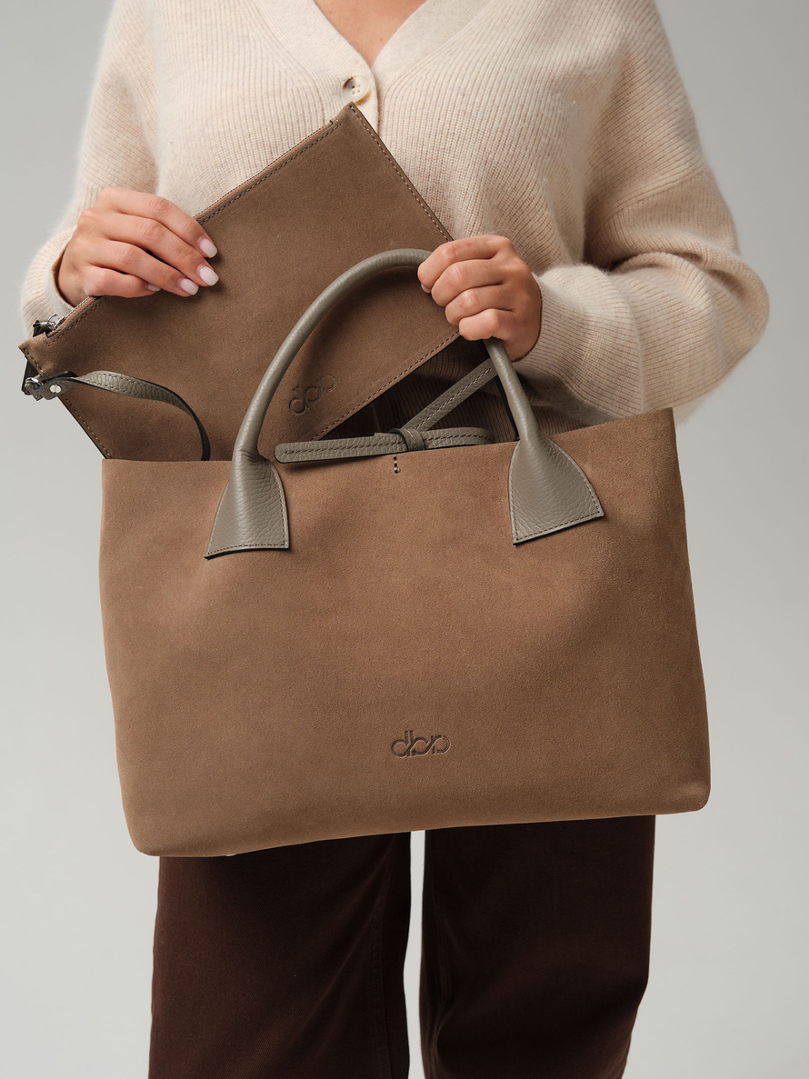 Замшевая сумка Iris DBR 31372 серо-коричневый