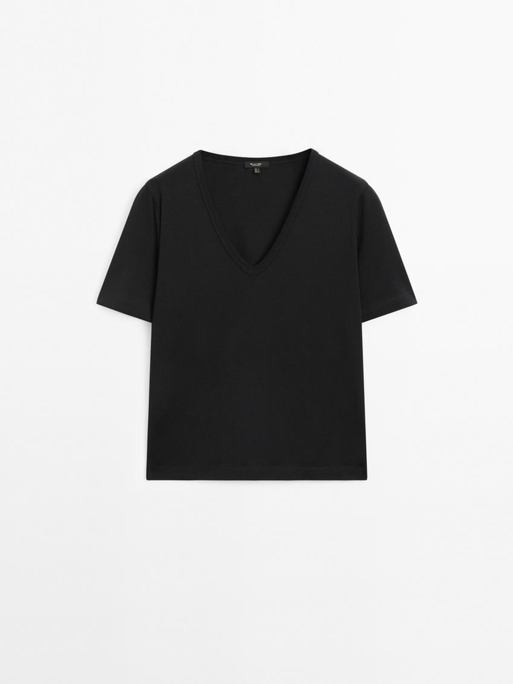 Massimo Dutti Футболка из 100% хлопка, черный