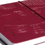 НОВИНКА! Блокнот "Питер. Мосты на Неве" в клетку А5 128 листов, гибкая обложка из экокожи (цвет винный) с блинтовым тиснением рисунка по полю