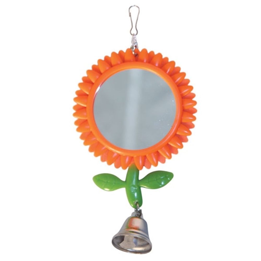 Игрушка для птиц - зеркало "Подсолнух"с колокольчиком 8*17,5 см
