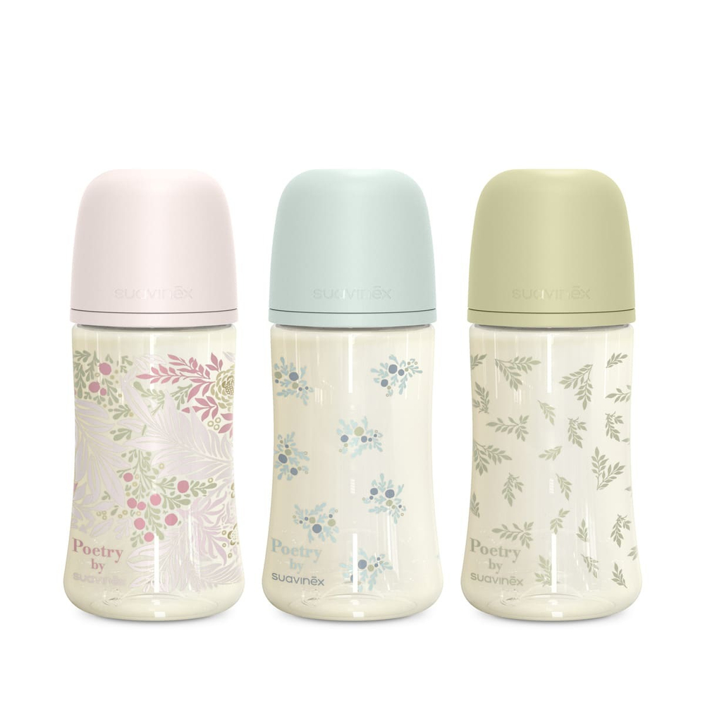 Антиколиковая бутылочка для кормления Suavinex Poetry SX PRO 270 мл, 3 мес+, зеленая