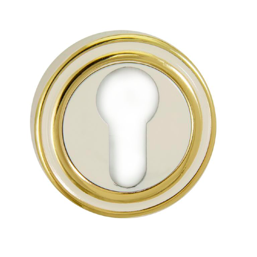 Накладка круг на цилиндр Ренц INET 16 W/GP, цвет белый/золото (гарантия - 12 месяцев)