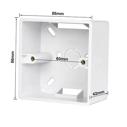 Квадратный подрозетник (наружная) 86х84х42 мм 1 шт для бетонных, кирпичных, блочных стен