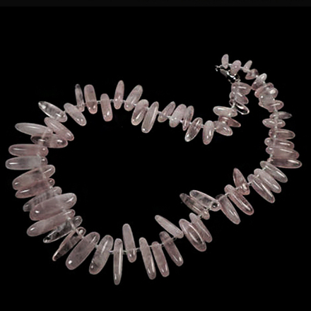 Бусы "Клычки" розовый кварц