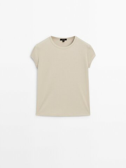 Massimo Dutti Хлопковая футболка, песочный