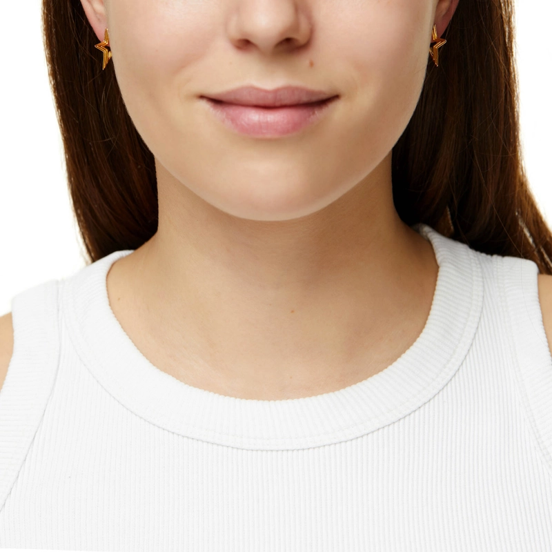 Серьги Мини Небесная Звезда с Бороздами