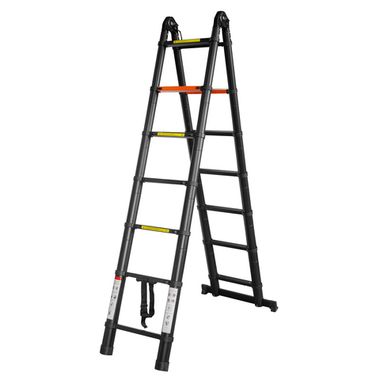 Лестница-стремянка телескопическая алюм. бытовая 2.2+2.2м (7+7 ступ.) RockForce RF-UP220-M