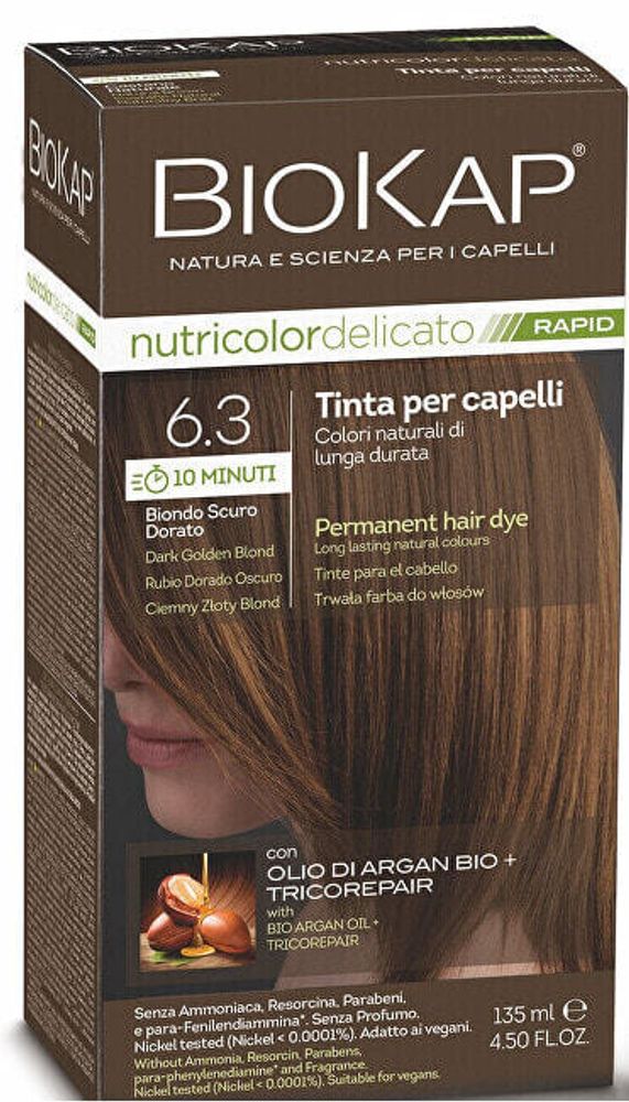 BIOKAP DELICATO RAPID barva na vlasy - 6.30 Tmavá blond zlatá 135 ml