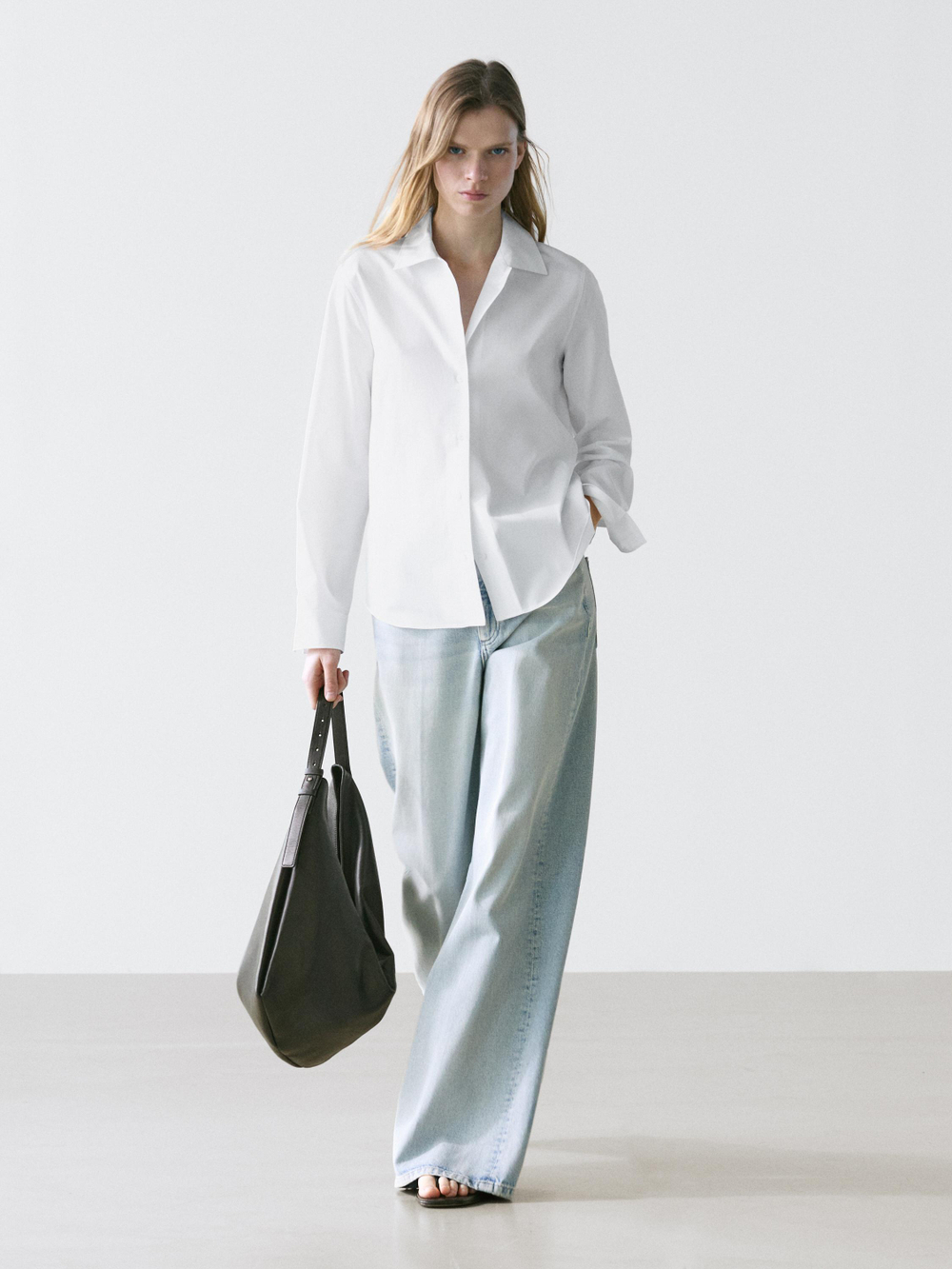 Massimo Dutti Рубашка из хлопкового поплина, белый