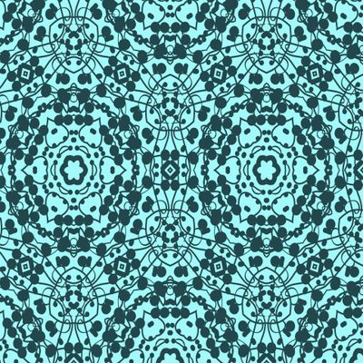 Узоры тонкой линией на голубом фоне.