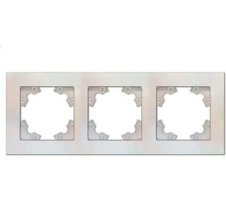 Рамка трехместная горизонтальная "UNIVersal" серия "Афина" жемчуг (еврослот) (HU2331)