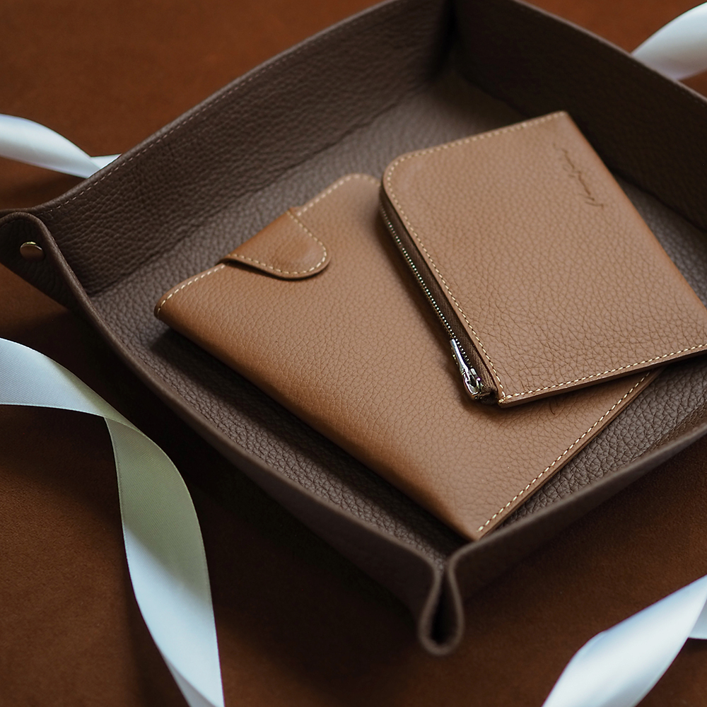 Кошелек кожаный, теленок цвета карамель