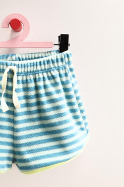 ZARA TIMELESS - ШОРТЫ В ПОЛОСКУ С ЭФФЕКТОМ МАХРОВОЙ ТКАНИ, ВЫЦВЕТШИЙ СИНИЙ