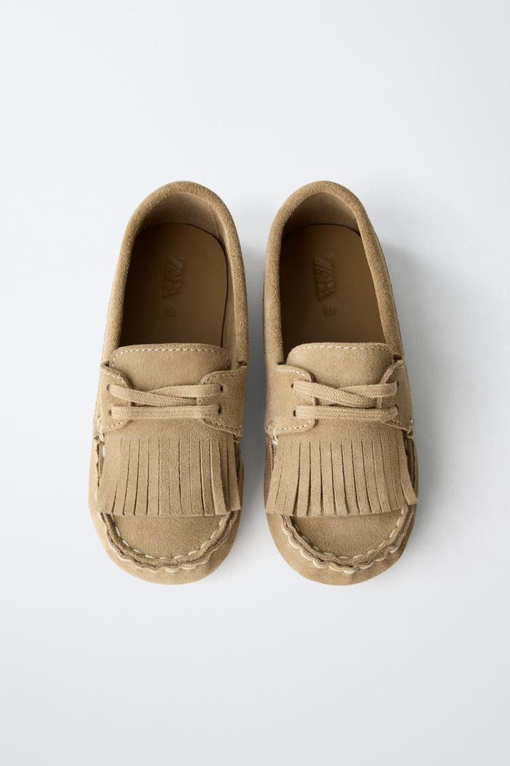 ZARA КОЖАНЫЕ МОКАСИНЫ, ПЕСОЧНО-КОРИЧНЕВЫЙ